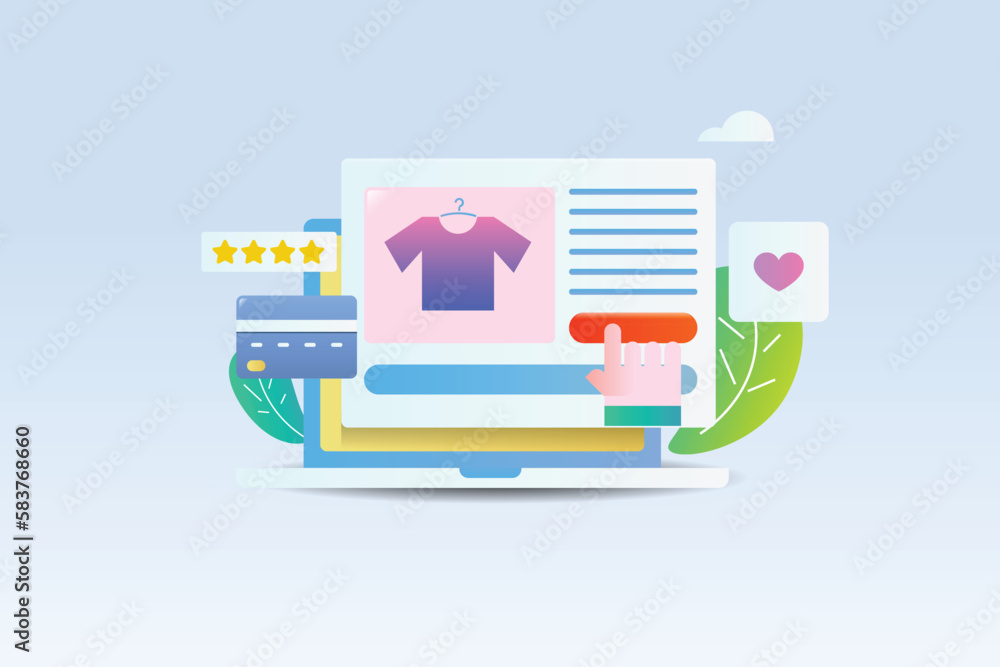Online shopping web store ecommerce website purchase on laptop using credit card, vector banner template. Online shopping web store ecommerce website purchase on laptop using credit card, vector banner template.