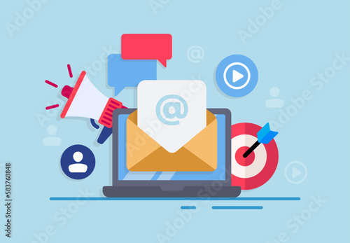 approaching to target audience using email marketing flat vector illustration