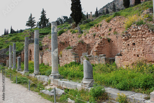 The Stoa of the Athenians  at Delphi, Greece photo