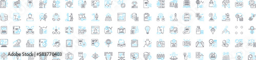 Business model vector line icons set. Business, model, strategy, innovation, market, customer, value illustration outline concept symbols and signs