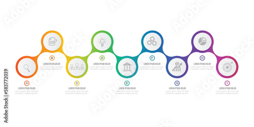 Infographics timeline design template with 3D paper label, integrated circles background. Blank space for content, business, infographic, diagram, flowchart, diagram, time line or steps process