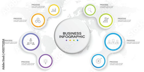 Timeline infographic design element and number options. Business concept with 8 steps. Can be used for workflow layout, diagram, Vector business template for presentation.