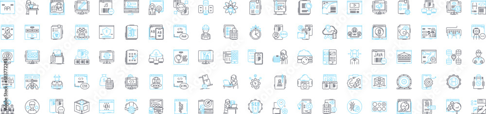 Personal computer vector line icons set. PC, Computer, Desktop, Laptop, Notebook, Ultrabook, Tablet illustration outline concept symbols and signs