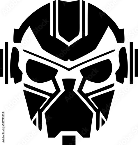 Vector logo of a black and white robot.