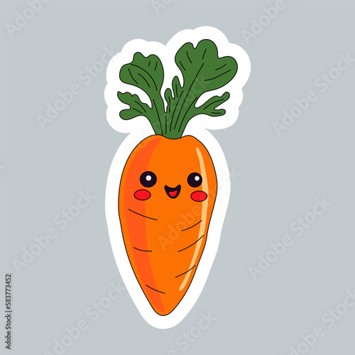 Cute character kawaii little carrot . Easter. Vector illustration.	