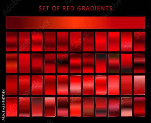 Red Metallic Gradients. Premium Red Swatches Collection Flat Vector