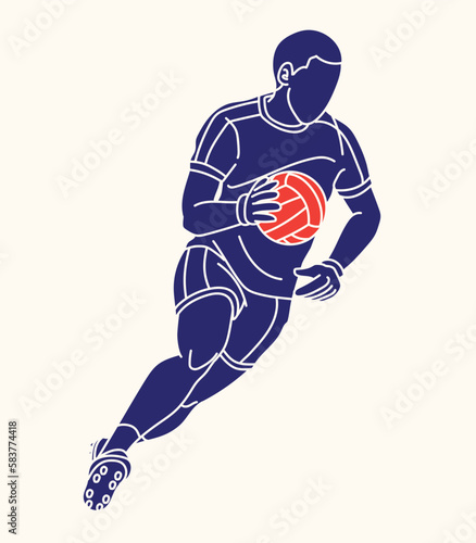 Gaelic Football Male Player Action Cartoon Graphic Vector