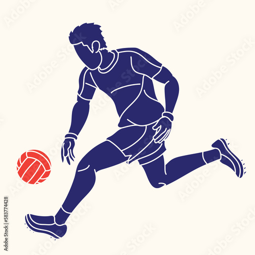 Gaelic Football Male Player Action Cartoon Graphic Vector