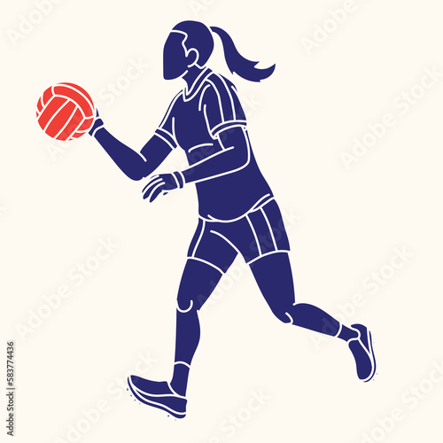 Gaelic Football Female Player Action Cartoon Graphic Vector