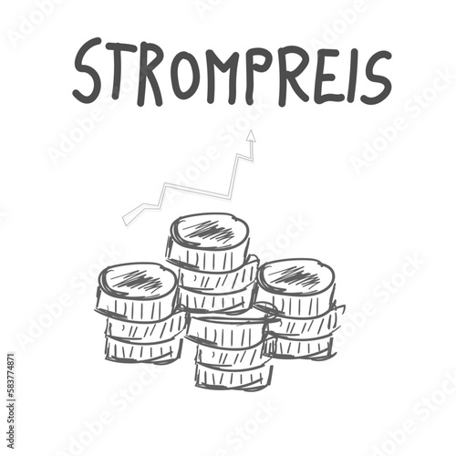 Strompreis Text Skizze Geld Strom Preis