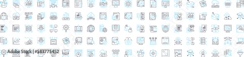 Financial analysis and forecasting vector line icons set. Financial, Analysis, Forecasting, Investment, Ratios, Budgeting, Planning illustration outline concept symbols and signs