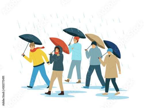 Bad Weather People Flat Concept