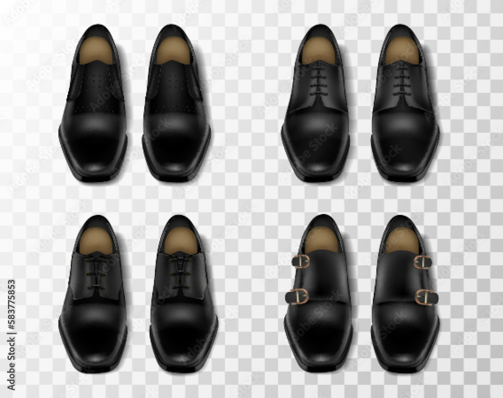 Black Leather Shoes Transparent Set Black Leather Shoes Transparent Set