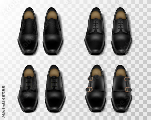 Black Leather Shoes Transparent Set