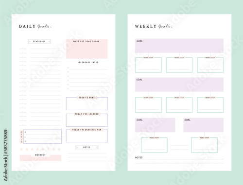 2 set of Daily weekly Goals planner.