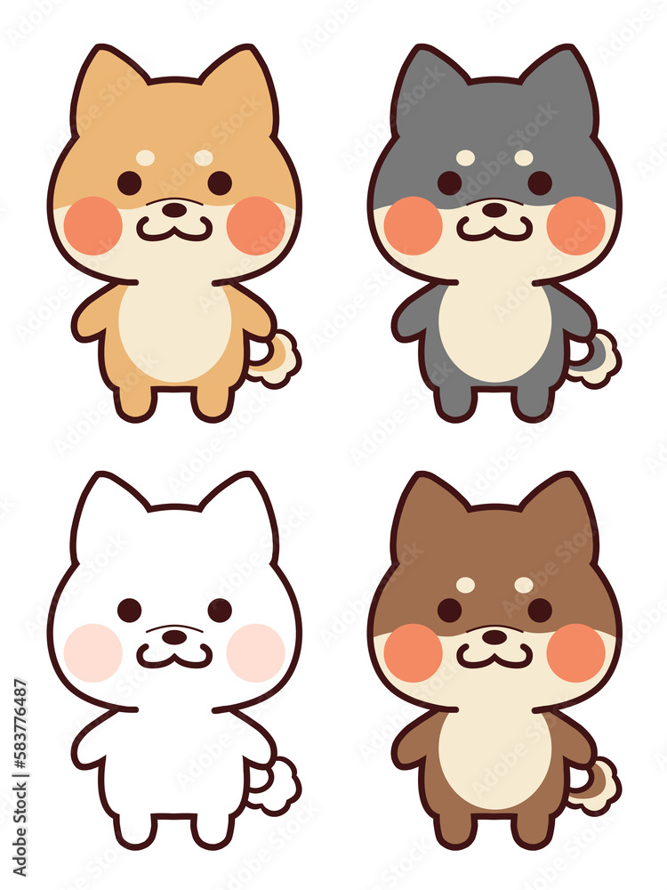 かわいい柴犬のイラストセット かわいい柴犬のイラストセット