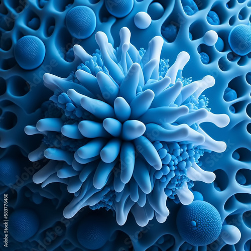 Virus cells and bacteria on...