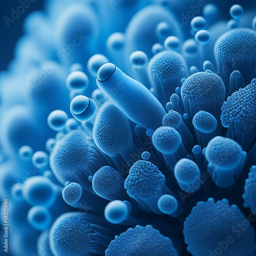 Virus cells and bacteria on...