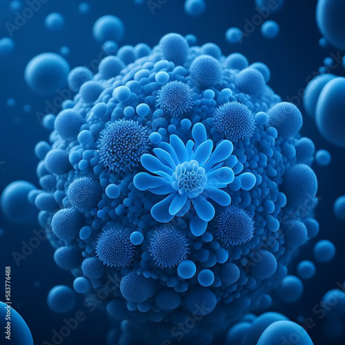 Virus cells and bacteria on...