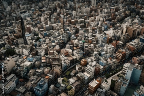 View of the city. Generative AI.