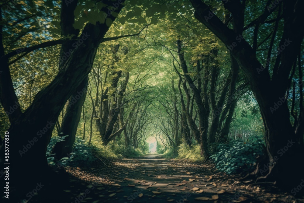 Naklejka premium Forest in the morning. Generative AI.