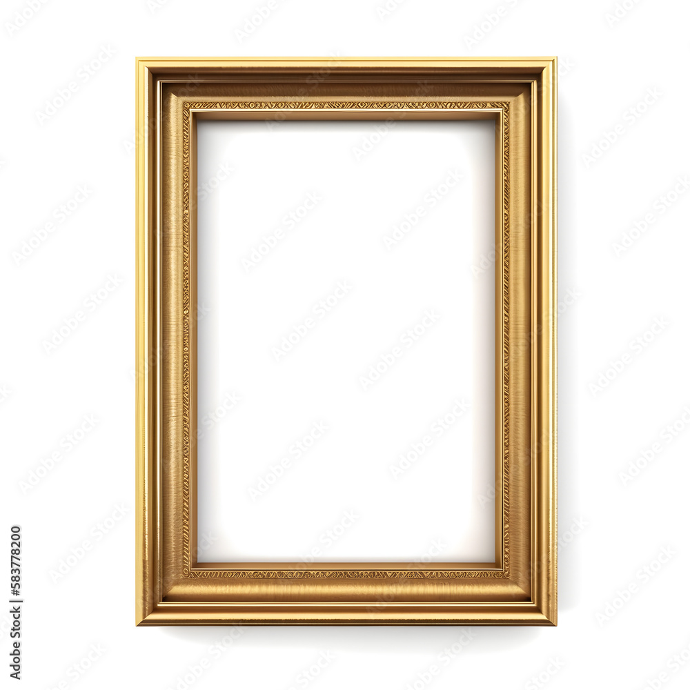 empty antique gold picture frame. Generative AI