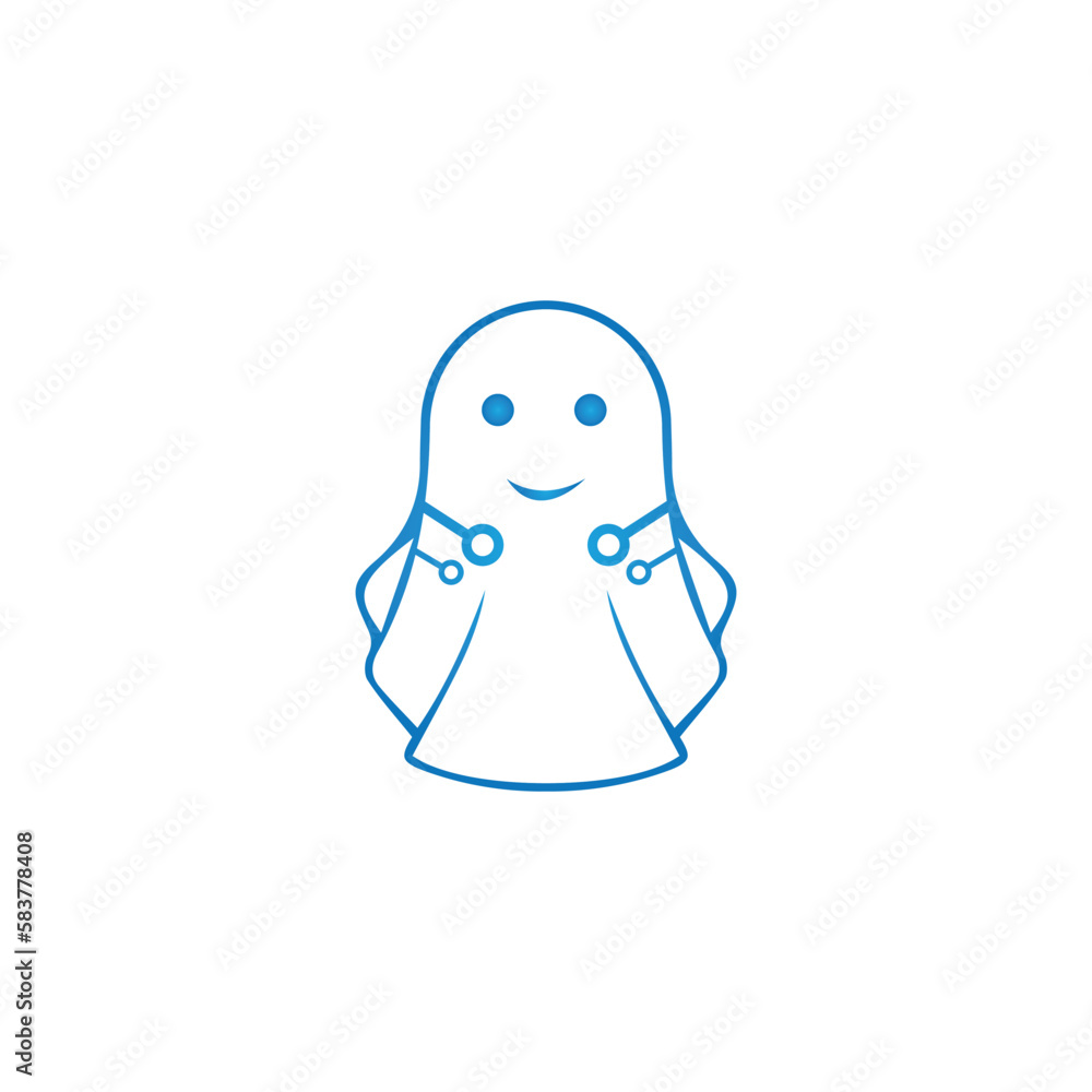 Vector simple minimalist tech ghost logo design vector Vector simple minimalist tech ghost logo design vector