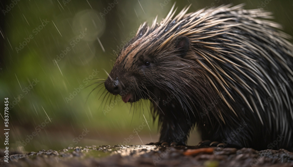 porcupine resting in the forest, spikes, cute, and prickly porcupine resting in the forest, spikes, cute, and prickly