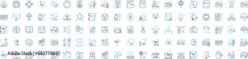 Business evaluation vector line icons set. Valuation, Analysis, Assess, Assessments, Review, Assessing, Assessors illustration outline concept symbols and signs