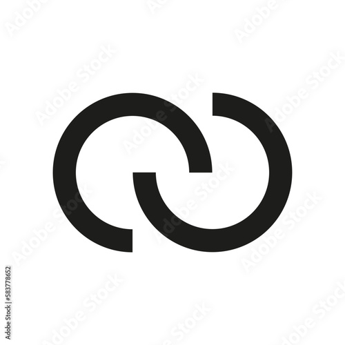 Abstract icon with interlace interconnected intersecting circles. Vector illustration.
