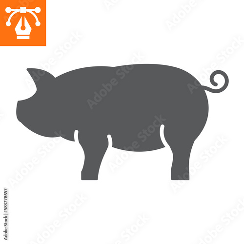 Pig solid icon, glyph style icon for web site or mobile app, animals and livestock, piglet vector icon, simple vector illustration, vector graphics with editable strokes.