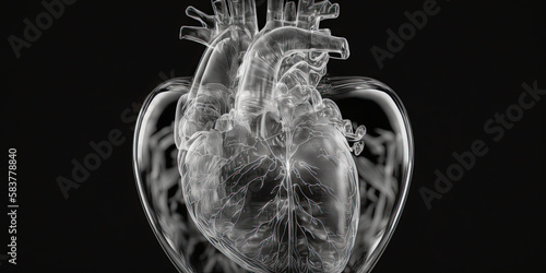 X-ray of human heart: An image of the heart and its surrounding structures - Generative AI photo