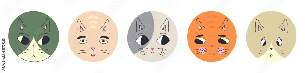 Funny cat face, abstract personage, mascot design, funny face, cute icon. Funny cat face, abstract personage, mascot design, funny face, cute icon.