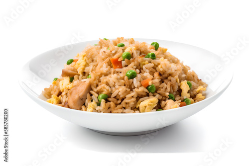 photo fried rice in white plate Generative AI