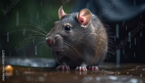 a rat in the rain trying to find shelter
