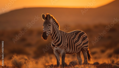 a black and white striped zebra in the sun
