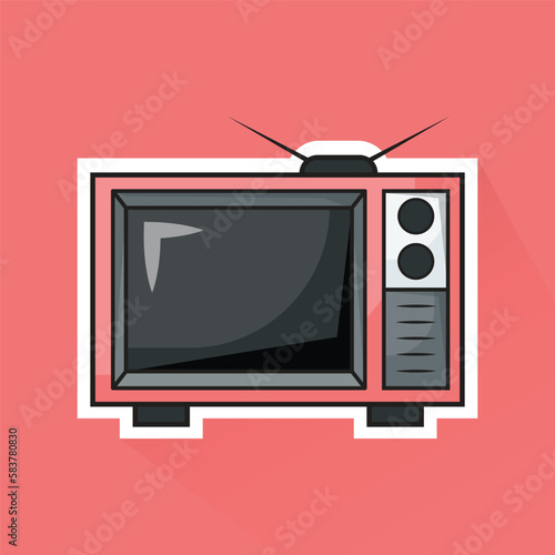 Illustration of Vintage TV in Flat Design