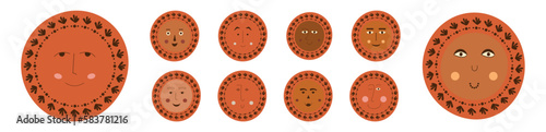 Male bizzare visage, abstract personage, mascot design, funny face, cute icon.