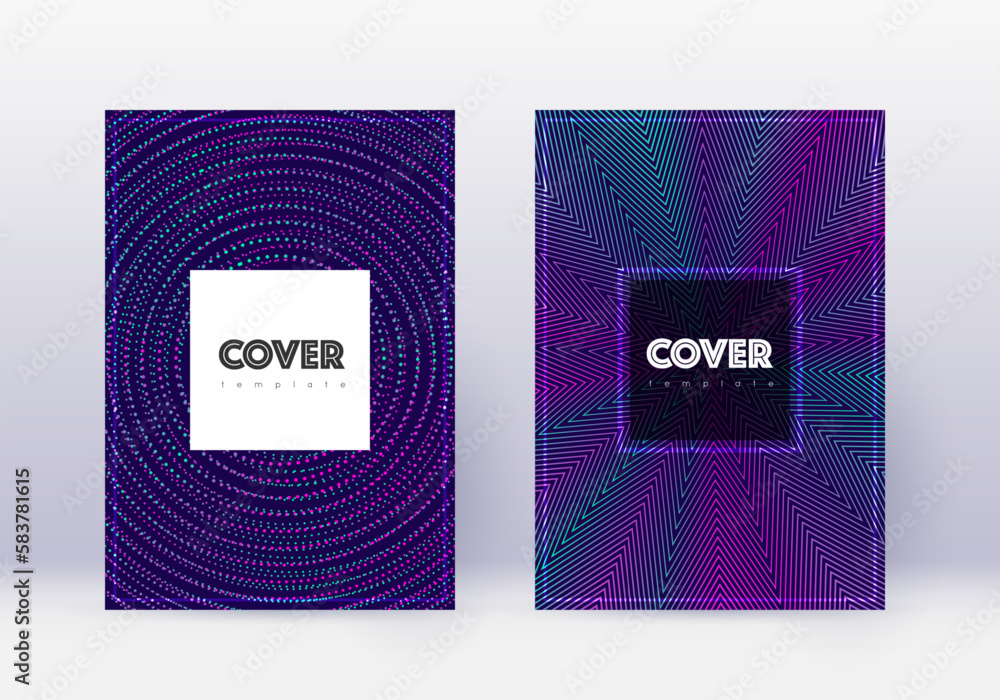 Hipster cover design template set. Neon abstract l Hipster cover design template set. Neon abstract l