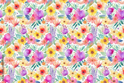 Flowers seamless pattern on dark background for wallpapers, , fabrics, dresses, textiles and more. Generative AI.