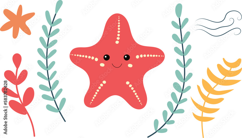 starfish in flat style on white background isolated vector starfish in flat style on white background isolated vector