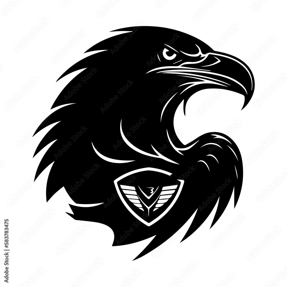 Fototapeta premium Viking wolf, isolated isolated on white background, vector illustration.