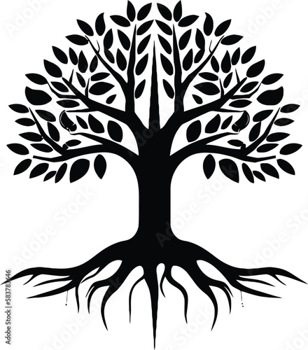 Yggdrasil tree, vector isolated on white background, vector illustration.