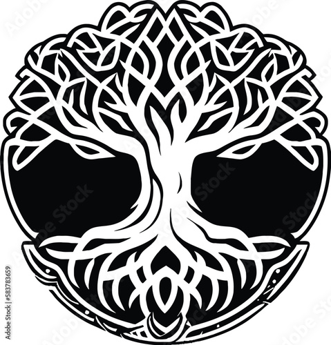 Canvas Print Yggdrasil tree, vector isolated on white background, vector illustration