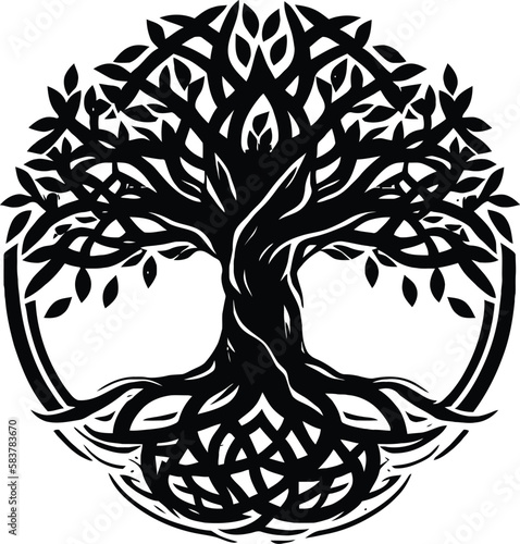 Yggdrasil tree, vector isolated on white background, vector illustration. photo