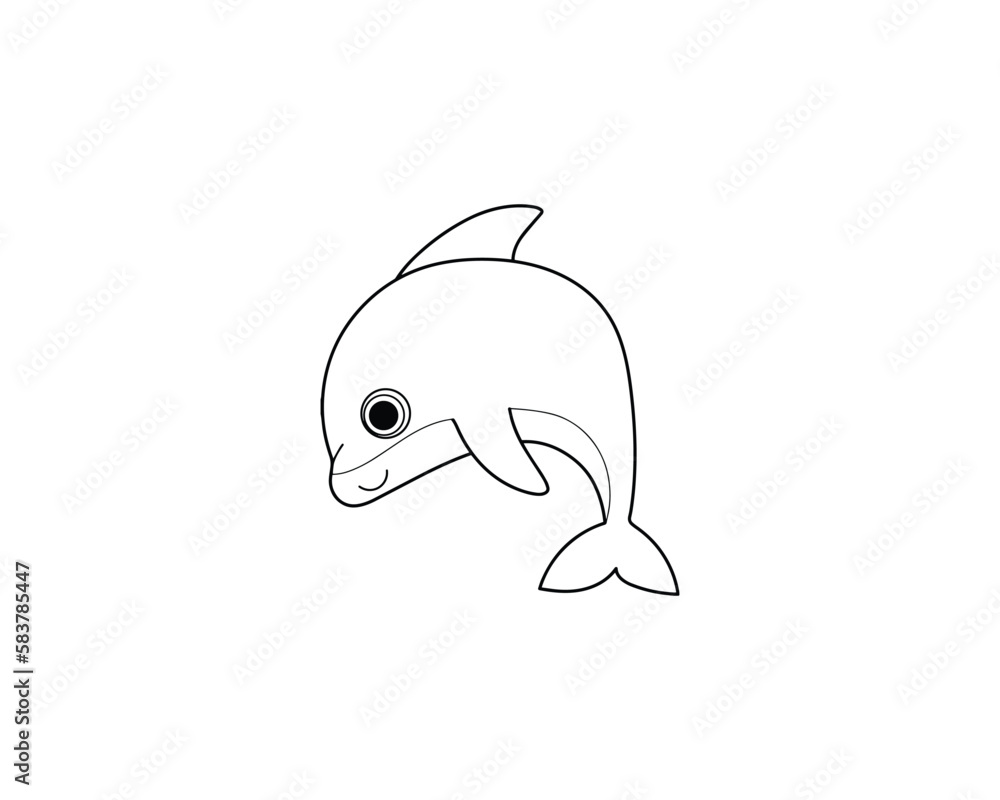 Dolphin vector isolated outline icon. Dolphin animal vector icon. Dolphin icon 