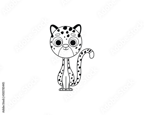 Fototapeta Naklejka Na Ścianę i Meble -  Cheetah vector isolated outline icon. Cheetah animal vector icon. Cheetah icon 