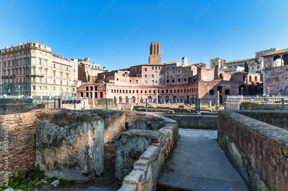 Trajan's forum in Rome with the markets at the bottom
