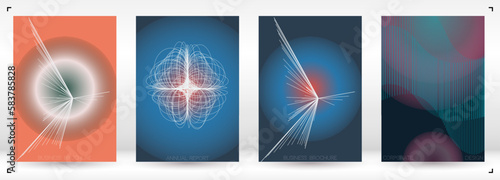 Minimal Minimal Geometric Vector Poster Design with Lines and Gradient Colorful Circles. Collection of Abstract Backgrounds for Covers, Flyers, Templates, Booklets, Cards, Brochures, Branding, etc.