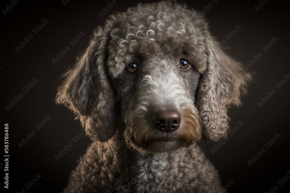 Elegant and Hypoallergenic Bedlington Terrier Dog on a Dark Background Elegant and Hypoallergenic Bedlington Terrier Dog on a Dark Background